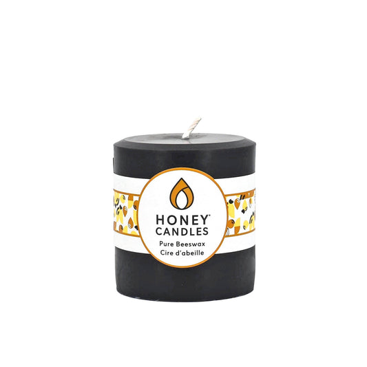 Round Black Beeswax Pillar Candle